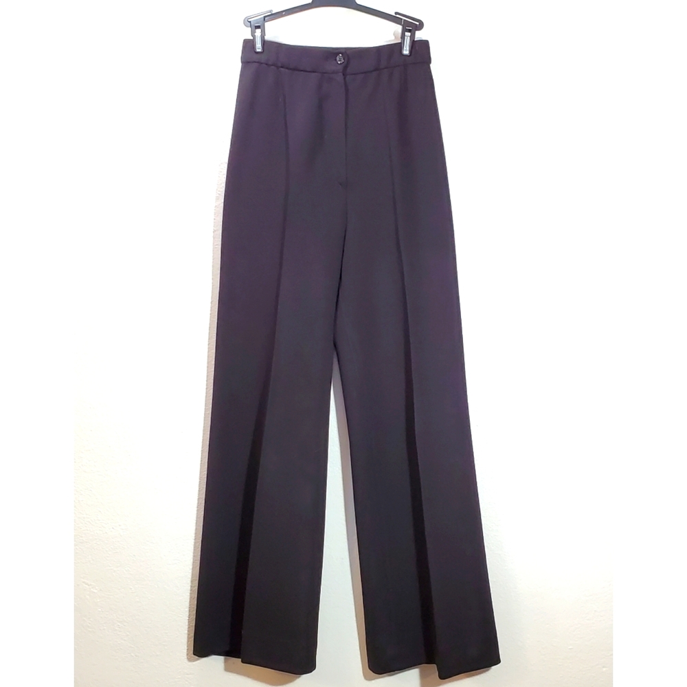 XS Vintage 60's 70's Black High Rise Wide Leg Bell Bottom Trouser Pants